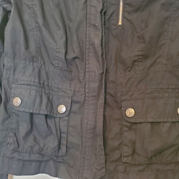 Ann Taylor Utility Jacket Black Full Zip Long Sleeves Womens 10P Multi Pockets - Picture 2 of 12